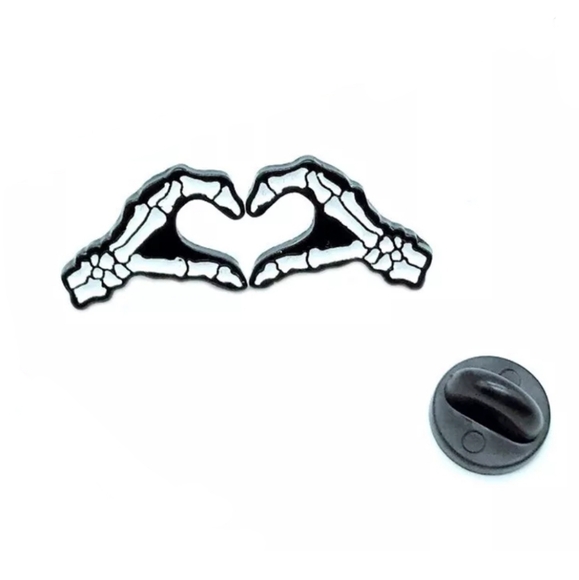 💀 Skeleton Heart Hands Pin Set - Picture 3 of 5